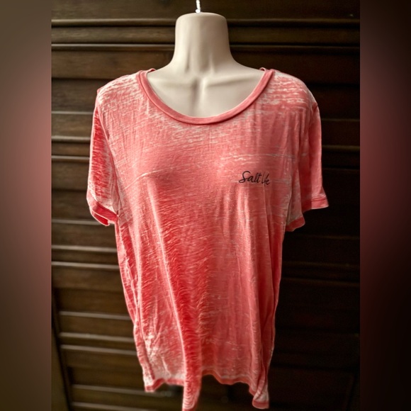 Salt Life Tops - Women's Salt Life Live Salty Sheer/Distressed Shirt - Coral, L